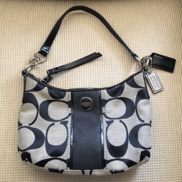 Coach Black & Grey Signature Stripe Demi Handbag - Picture 2 of 8